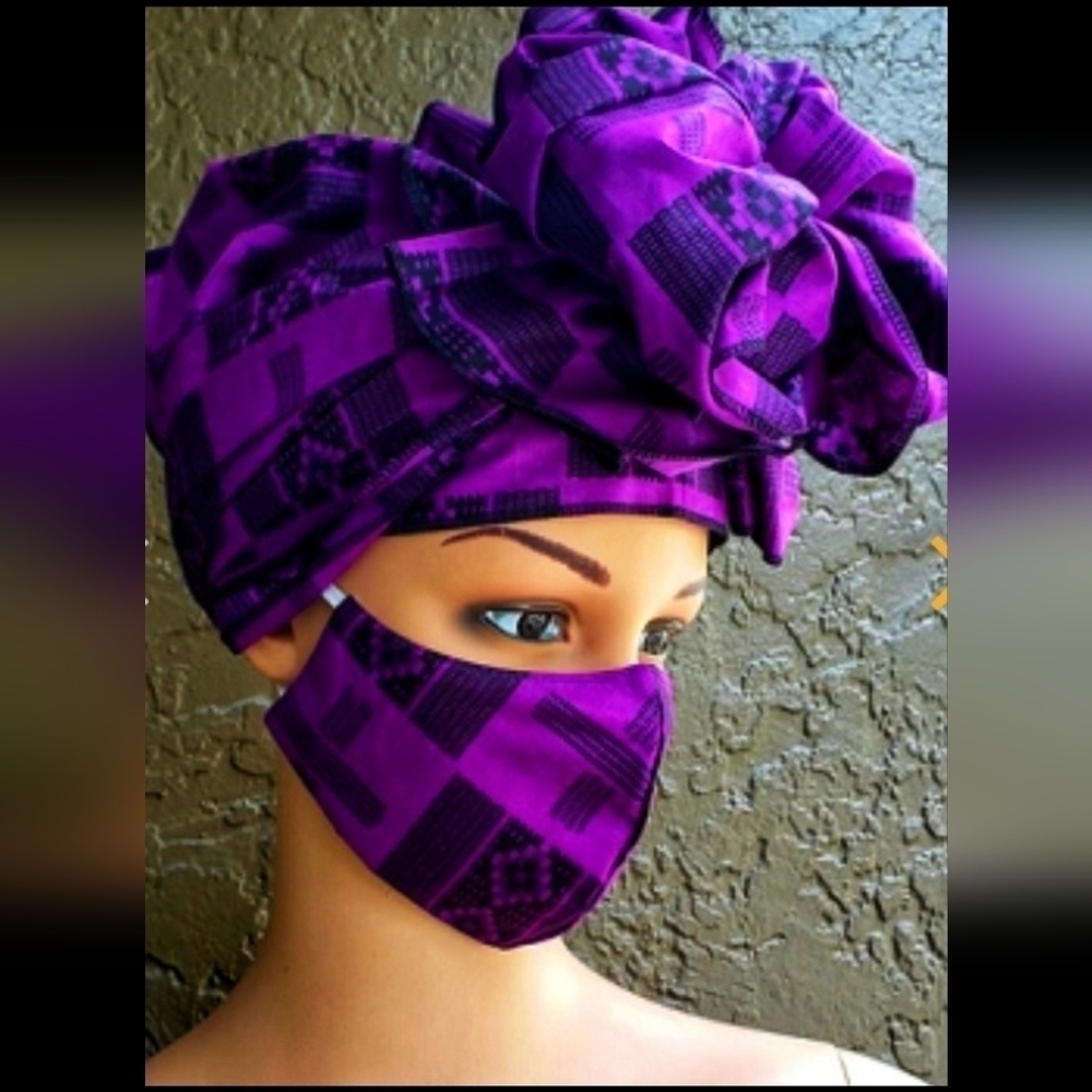 Headwrap | Face Mask | Shades of Purple | Ankara